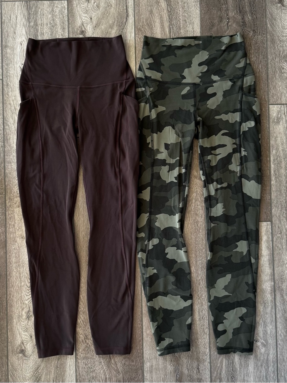 Lot Of 2 - Lululemon Align High-Rise Pants With Pockets 25” Size 4 Brown / Camo